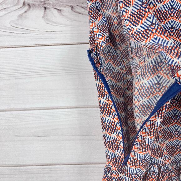 Joie Dress Womens S Multicolor Silk Linen Blend‎ Orange Blue Career Casual - Picture 3 of 8